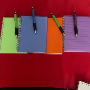 Colorful Spiral Notebooks with Pens, 4 Notepads. 6.5”x 4.5”size